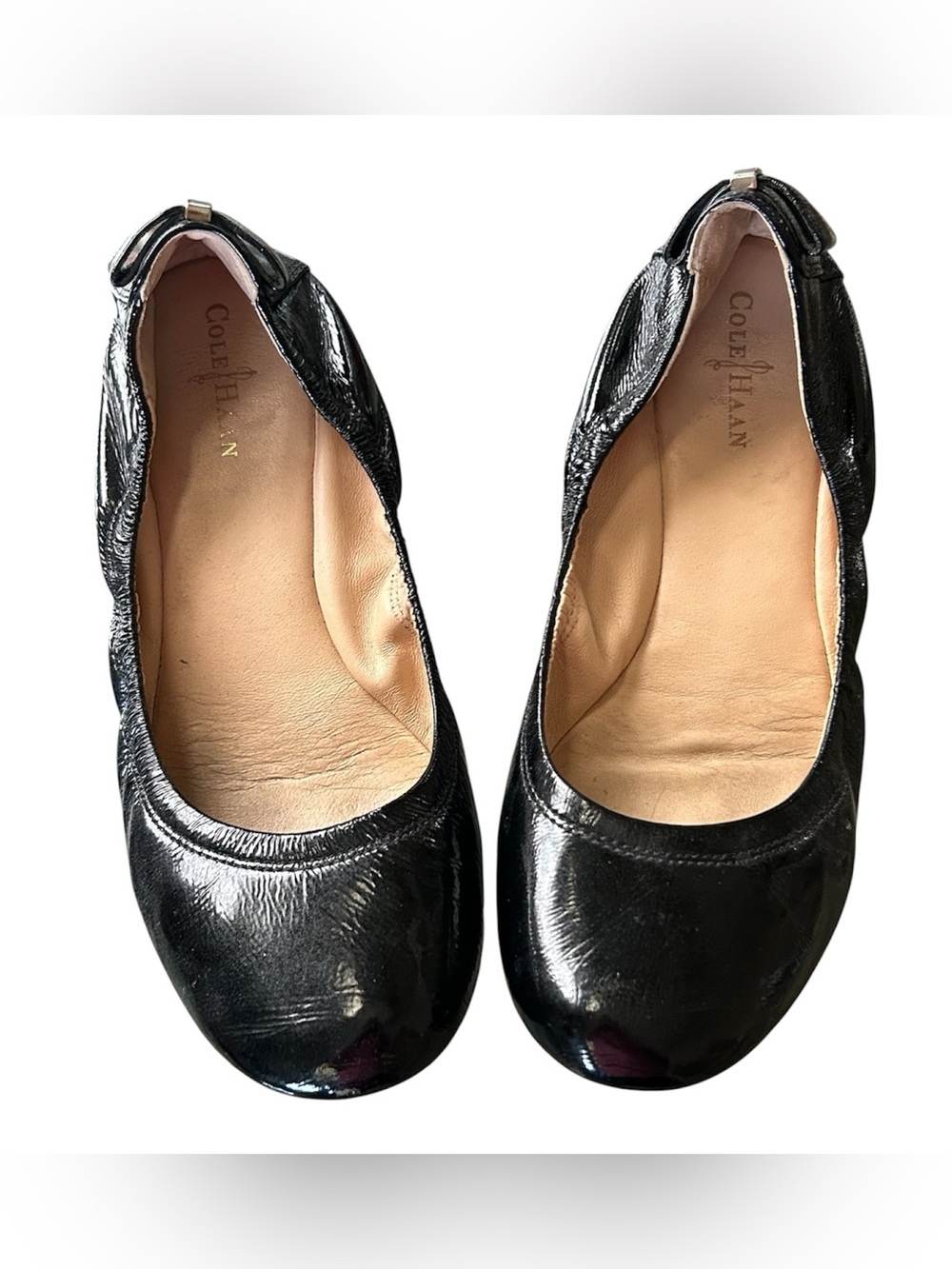 Cole Haan Black Patent Leather Bow Ballet Flats Womenās 7B